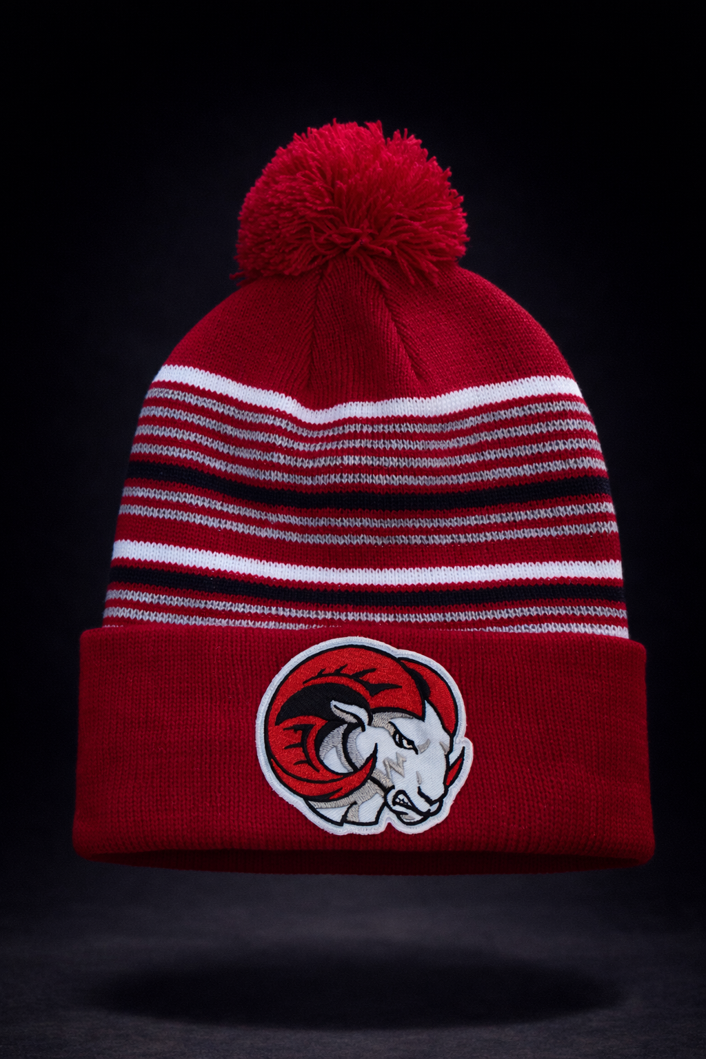 WSSU Ram Beanie w/ Pom- Striped