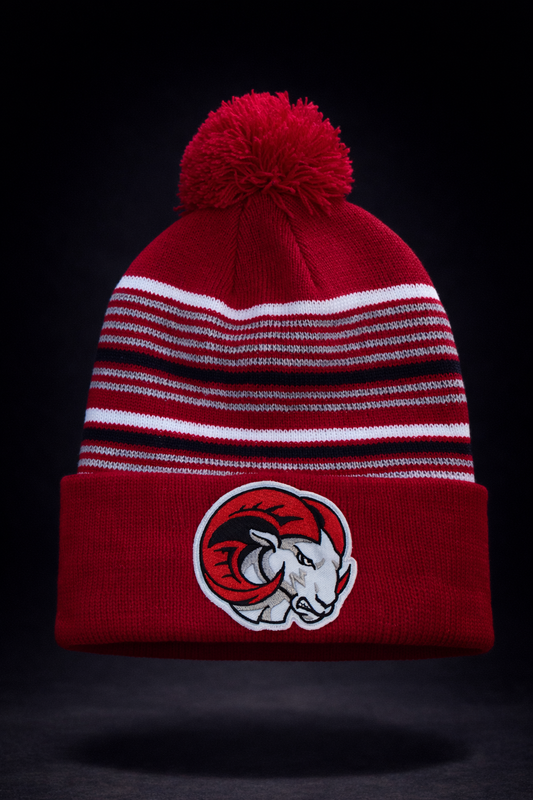 WSSU Ram Beanie w/ Pom- Striped